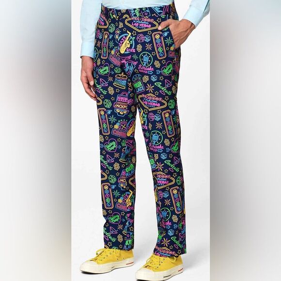 Opposuit Men's Mr. Vegas Colorful Neon Vegas Patterned Pants. 34x32 - see photos - Picture 1 of 7